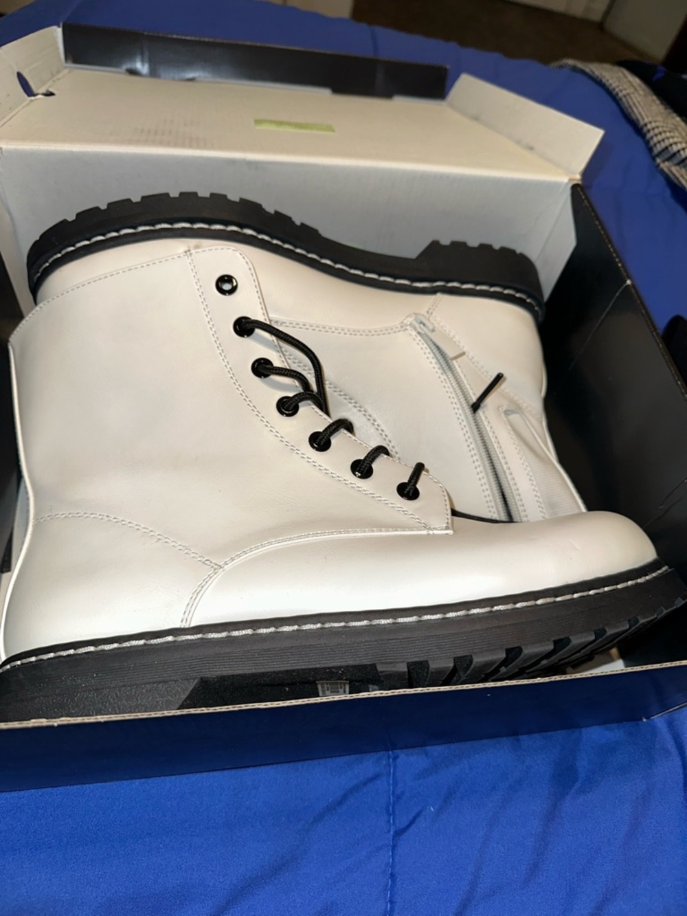 Women’s  White Lace-Up Combat Boots